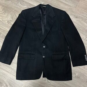 Vintage Bill Blass Parisian Black Blazer Jacket Two Button Camel Hair 42S 40R‎